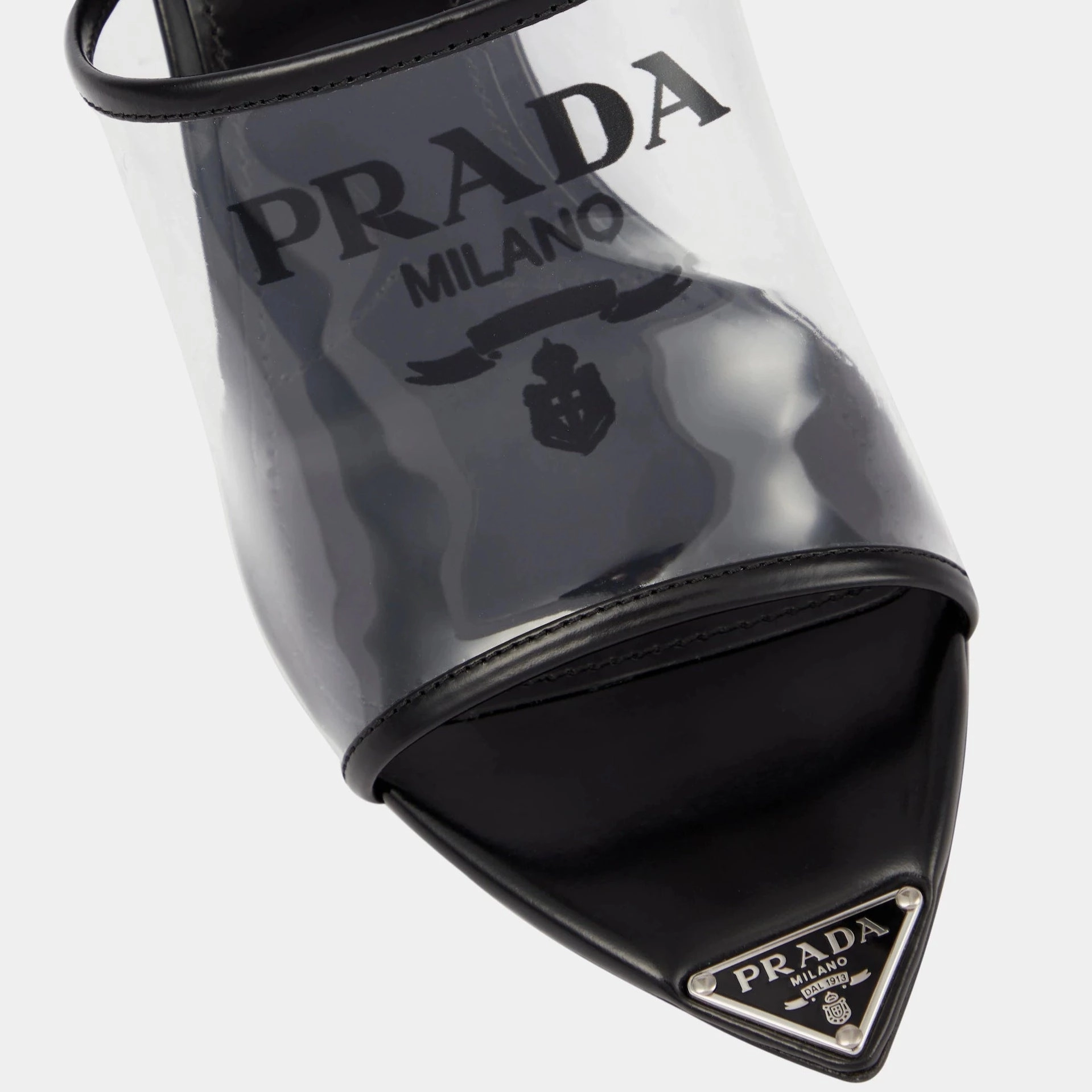 Womens Prada Logo PVC Heels