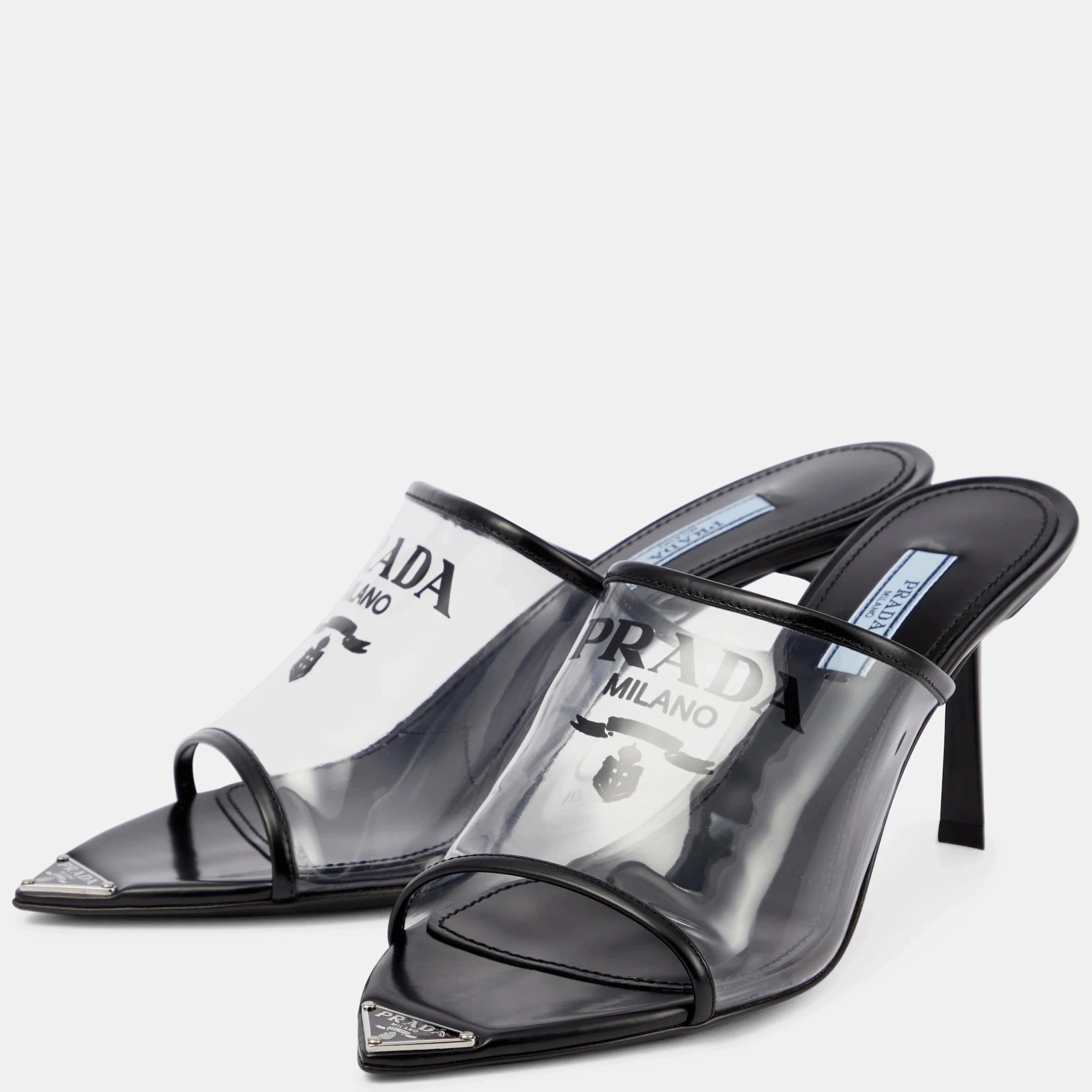Womens Prada Logo PVC Heels