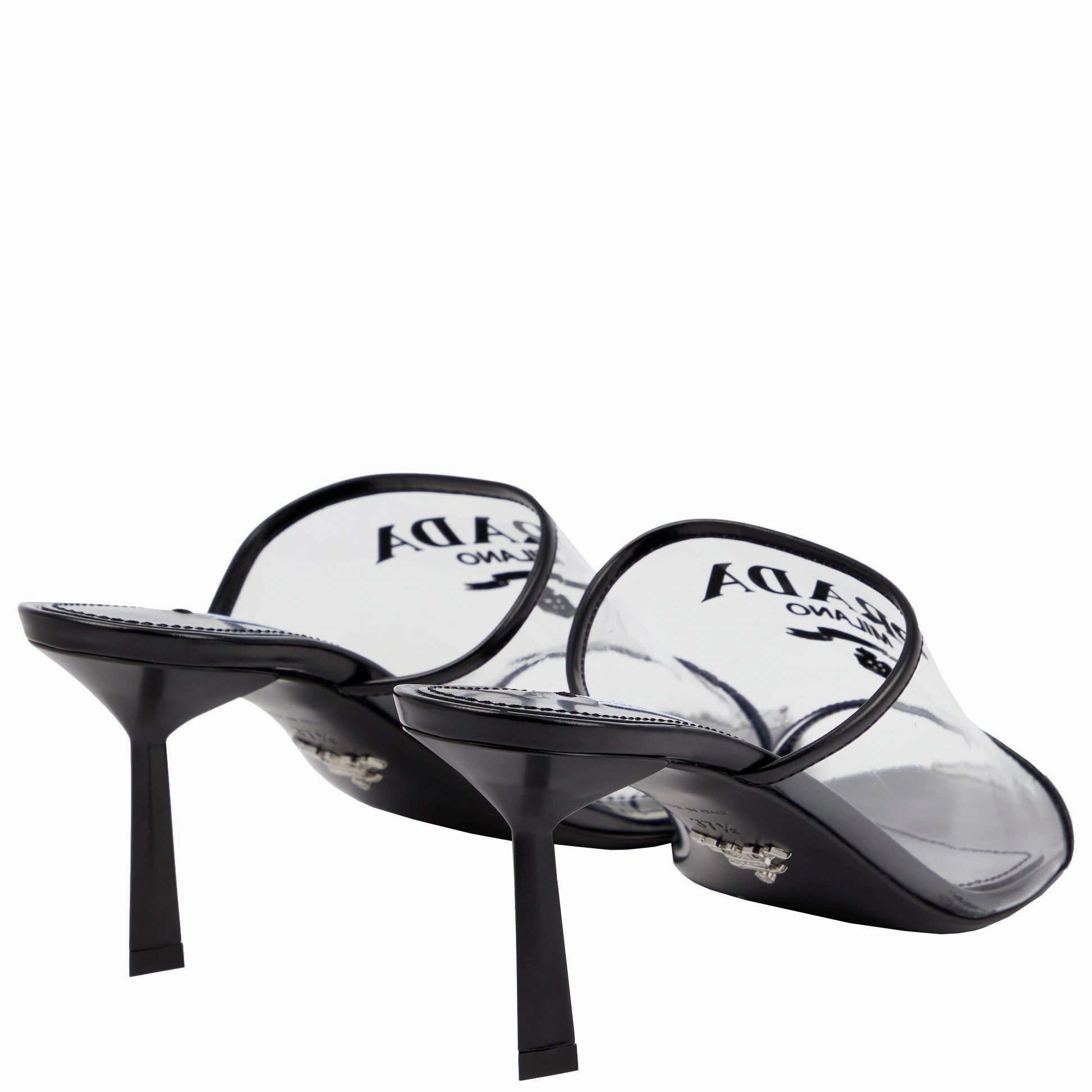 Womens Prada Logo PVC Heels